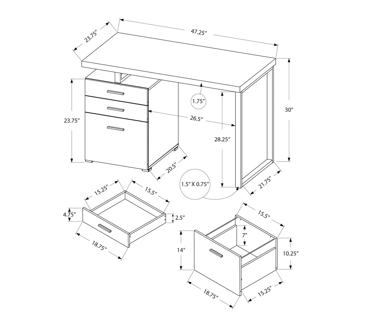 Monarch 48" Floating Computer Desk Monarch 48" Floating Computer Desk -Home Furniture Store 810527334 5