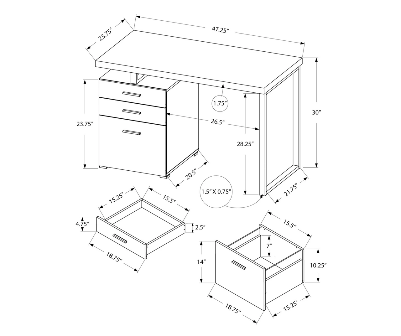 Monarch 48" Floating Computer Desk Monarch 48" Floating Computer Desk -Home Furniture Store 810527341 5