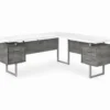 Faux Concrete & White 3-Drawer L-Shaped Corner Desk -Home Furniture Store 810527349 2