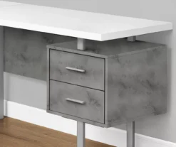 Faux Concrete & White 3-Drawer L-Shaped Corner Desk -Home Furniture Store 810527349 3