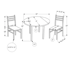 Dark Taupe & Black Metal 3-Piece Dining Set -Home Furniture Store 810527363 5