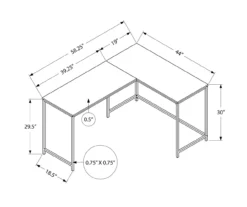 Monarch L-Shaped Metal Corner Desk -Home Furniture Store 810527367 10