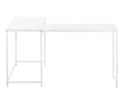 White Metal L-Shaped Corner Desk -Home Furniture Store 810527370 3