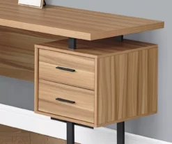 Brown Reclaimed 3-Drawer L-Shaped Corner Desk -Home Furniture Store 810527371 3