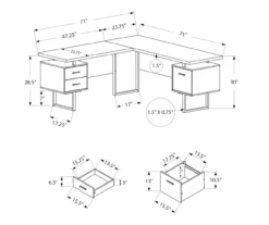Taupe & Black 3-Drawer L-Shaped Corner Desk -Home Furniture Store 810527372 5