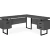 Black & Gray 3-Drawer L-Shaped Corner Desk -Home Furniture Store 810527373 2