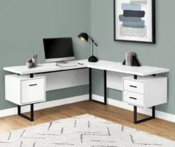 White & Black 3-Drawer L-Shaped Corner Desk -Home Furniture Store 810527374 1