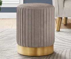 Pleated Velvet Upholstered Ottoman 16 Pleated Velvet Upholstered Ottoman -Home Furniture Store 810533425 1