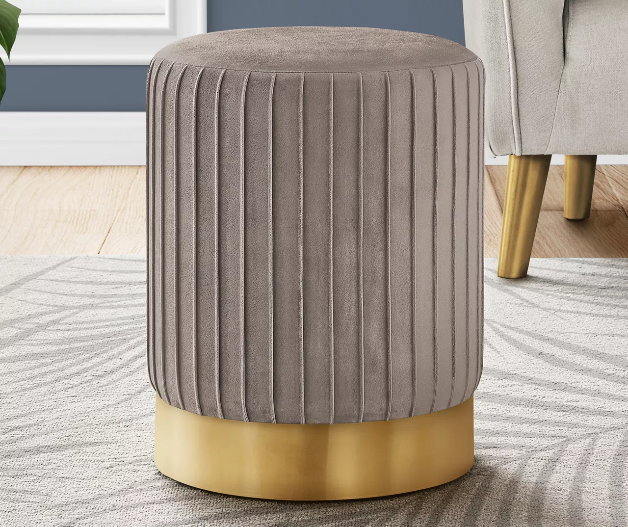 Pleated Velvet Upholstered Ottoman Pleated Velvet Upholstered Ottoman -Home Furniture Store 810533425 1