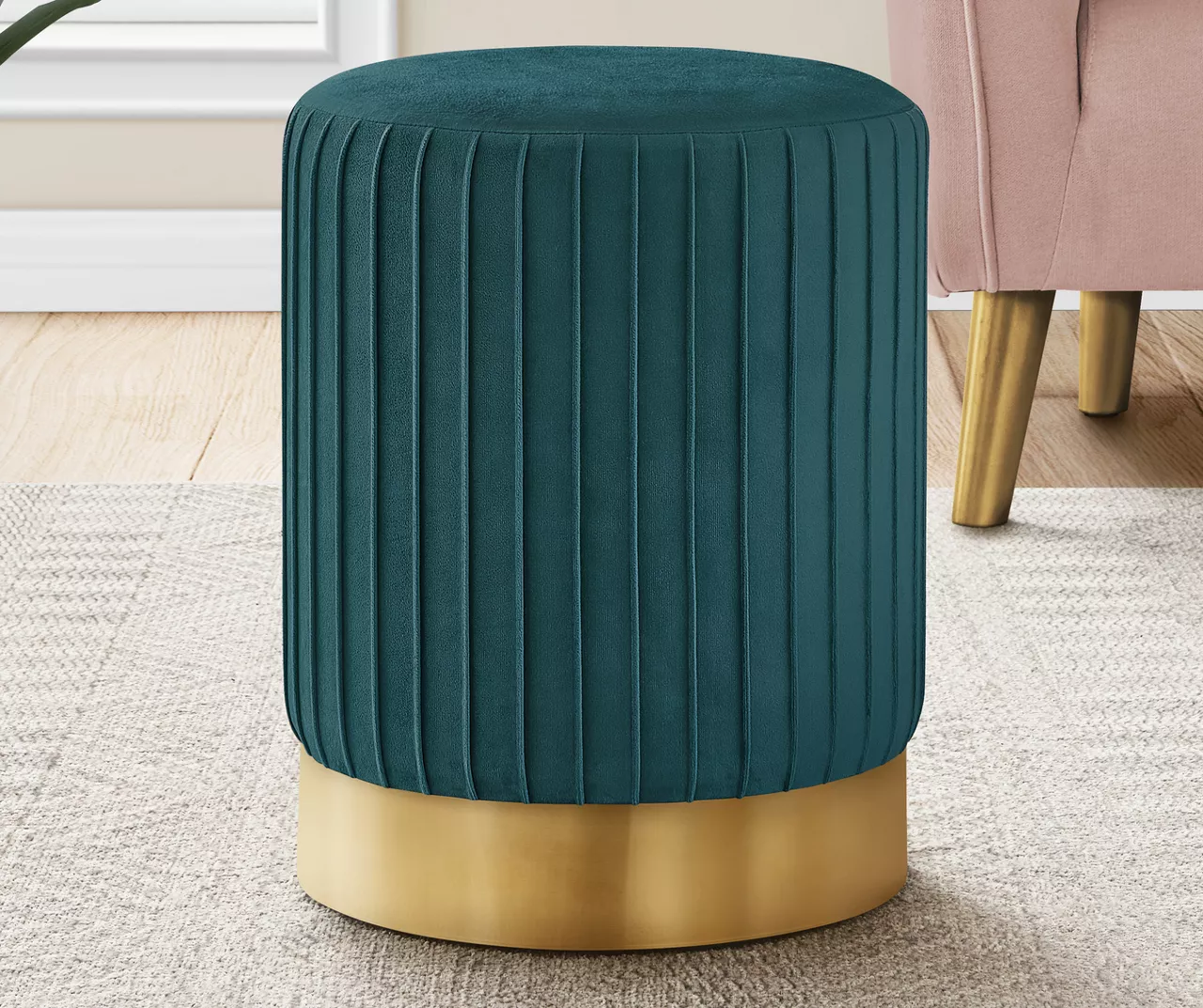Pleated Velvet Upholstered Ottoman Pleated Velvet Upholstered Ottoman -Home Furniture Store 810533426 1