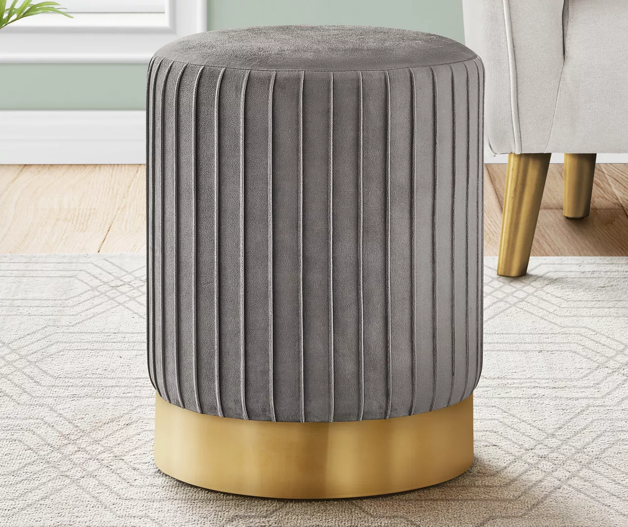 Pleated Velvet Upholstered Ottoman Pleated Velvet Upholstered Ottoman -Home Furniture Store 810533427 1