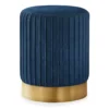 Pleated Velvet Upholstered Ottoman