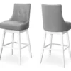 45.5" Gray Button Tufted Faux Leather Swivel Bar Stools, 2-Pack -Home Furniture Store 810533439 2
