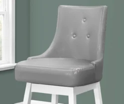 45.5" Gray Button Tufted Faux Leather Swivel Bar Stools, 2-Pack -Home Furniture Store 810533439 4