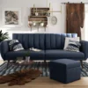 Brittany Navy Blue Linen Convertible Sleeper Futon -Home Furniture Store 810535269 1