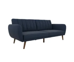 Brittany Navy Blue Linen Convertible Sleeper Futon -Home Furniture Store 810535269 4