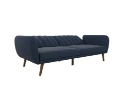 Brittany Navy Blue Linen Convertible Sleeper Futon -Home Furniture Store 810535269 5