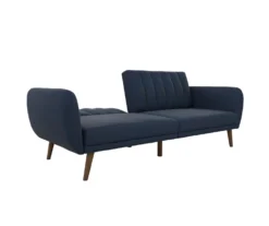 Brittany Navy Blue Linen Convertible Sleeper Futon -Home Furniture Store 810535269 6