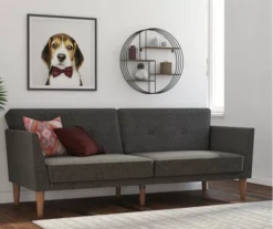 Regal Gray Linen Convertible Sleeper Futon 4 Regal Gray Linen Convertible Sleeper Futon -Home Furniture Store 810535613 3