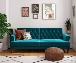 Cassidy Green Velvet Convertible Sleeper Futon -Home Furniture Store 810535627 3