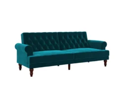 Cassidy Green Velvet Convertible Sleeper Futon -Home Furniture Store 810535627 4