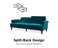 Cassidy Green Velvet Convertible Sleeper Futon -Home Furniture Store 810535627 6