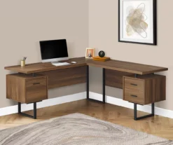 Walnut Wood Look 3-Drawer L-Shaped Corner Computer Desk -Home Furniture Store 810535778 1