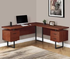 Cherry Wood Look 3-Drawer L-Shaped Corner Computer Desk 3 Cherry Wood Look 3-Drawer L-Shaped Corner Computer Desk -Home Furniture Store 810535779 1
