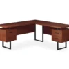 Cherry Wood Look 3-Drawer L-Shaped Corner Computer Desk -Home Furniture Store 810535779 2