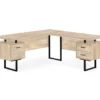 Natural Wood Look 3-Drawer L-Shaped Corner Comptuer Desk -Home Furniture Store 810535780 2
