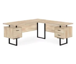Natural Wood Look 3-Drawer L-Shaped Corner Comptuer Desk
