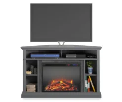 Flaxton Graphite Gray Electric Corner Fireplace Console 4 Flaxton Graphite Gray Electric Corner Fireplace Console -Home Furniture Store 810538183 2
