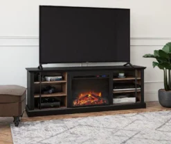 70" Fowler Black Electric Fireplace Console -Home Furniture Store 810538243 1