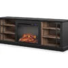 70" Fowler Black Electric Fireplace Console -Home Furniture Store 810538243 3