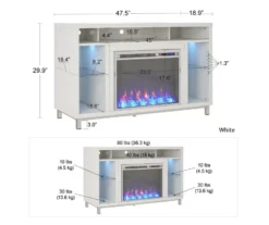 48" Intrepid White Electric Fireplace Console -Home Furniture Store 810538247 6