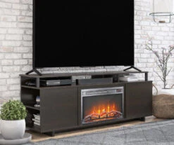 65" Himmel Espresso Electric Fireplace Console -Home Furniture Store 810538249 2