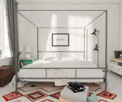 Marion Dark Gray Metal King Canopy Bed -Home Furniture Store 810538378 2