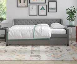 Her Majesty Gray Linen Daybed & Trundle -Home Furniture Store 810538419 3