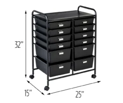 Black Metal 12-Drawer Rolling Storage Cart -Home Furniture Store 810539917 5