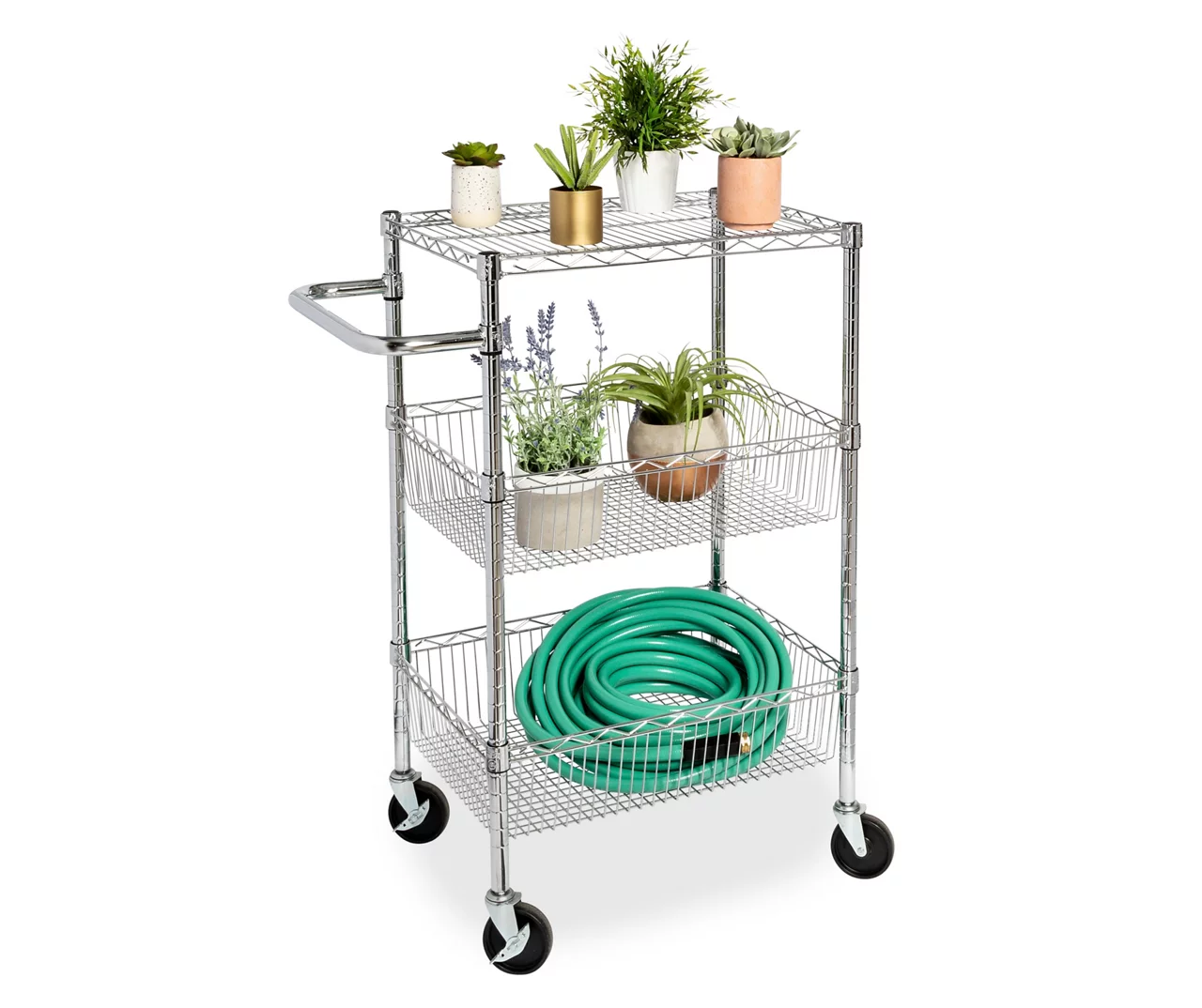 Chrome 3-Shelf Storage Cart Chrome 3-Shelf Storage Cart -Home Furniture Store 810539919 1