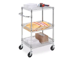 Chrome 3-Shelf Storage Cart 9 Chrome 3-Shelf Storage Cart -Home Furniture Store 810539919 8