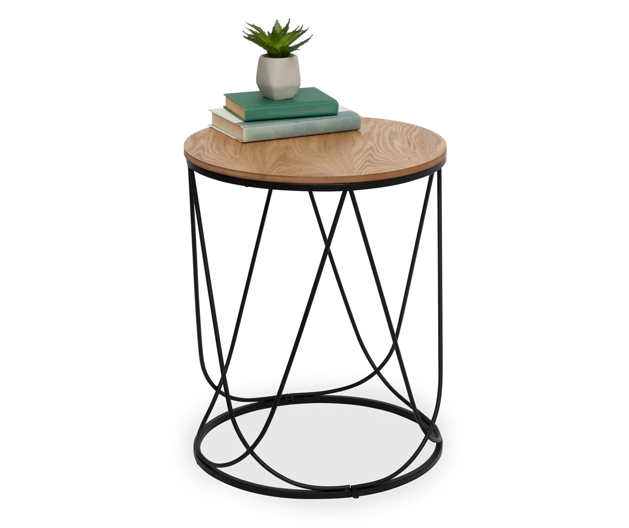 Black & Natural Round Side Table Black & Natural Round Side Table -Home Furniture Store 810539920 1