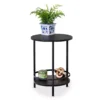 Black Round 2-Tier Side Table -Home Furniture Store 810539922 1