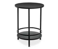 Black Round 2-Tier Side Table -Home Furniture Store 810539922 3