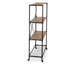 Rustic Black 4-Tier Industrial Rolling Bookshelf -Home Furniture Store 810539937 5