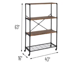 Rustic Black 4-Tier Industrial Rolling Bookshelf -Home Furniture Store 810539937 6