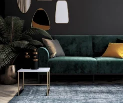 CosmoLiving Adley Teal Velvet Coil Convertible Sleeper Futon -Home Furniture Store 810541038 4