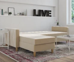 CosmoLiving Liberty Ivory Velvet Sectional Storage Futon 5 CosmoLiving Liberty Ivory Velvet Sectional Storage Futon -Home Furniture Store 810541041 3