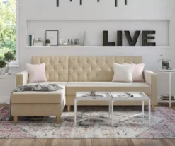 CosmoLiving Liberty Ivory Velvet Sectional Storage Futon 6 CosmoLiving Liberty Ivory Velvet Sectional Storage Futon -Home Furniture Store 810541041 4