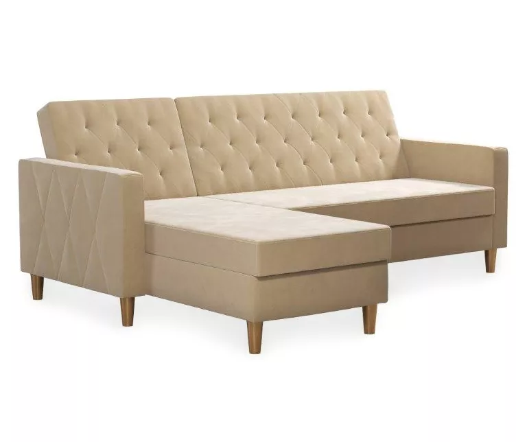 CosmoLiving Liberty Ivory Velvet Sectional Storage Futon CosmoLiving Liberty Ivory Velvet Sectional Storage Futon -Home Furniture Store 810541041 5